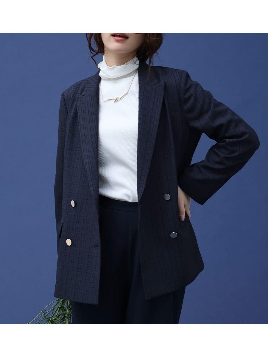 【ヴァン/Vin】のチェックジャガードダブルジャケット 人気、トレンドファッション・服の通販 founy(ファニー) 　ファッション　Fashion　レディースファッション　WOMEN　アウター　Coat Outerwear　ジャケット　Jackets　おすすめ　Recommend　ジャカード　Jacquard　ジャケット　Jacket　チェック　Check　フェミニン　Feminine　フレア　Flare　エレガント 上品　Elegant　 other-1|ID: prp329100004565725 ipo3291000000032289483