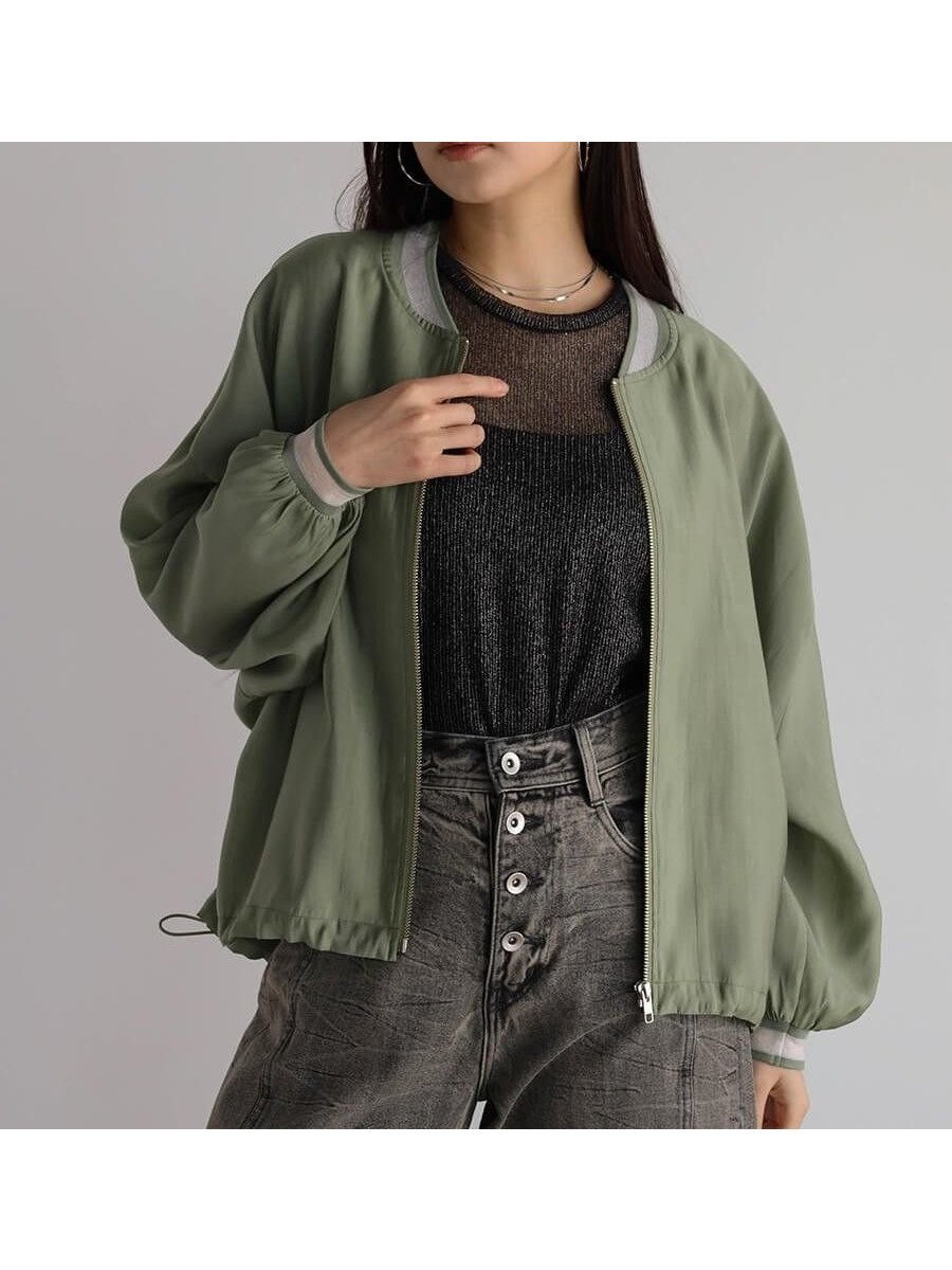 【ラシュッド/LASUD】のドロストデザインシアーブルゾン インテリア・キッズ・メンズ・レディースファッション・服の通販 founy(ファニー) 　ファッション　Fashion　レディースファッション　Fashion for Women　アウター　Coat / Outerwear Collection　ブルゾンジャケット・スポーティアウター　Blouson Jackets　おすすめ　Recommended / Our Picks　インナー　Innerwear　ギャザー　Gathered, Ruffled　シアー　Sheer, See-Through　スリーブ　Sleeve, Long Sleeve / Short Sleeve　ブルゾン　Blouson, Bomber Jacket　ロング　Long, Long-Length　グリーン|ID: prp329100004565739 ipo3291000000032449511