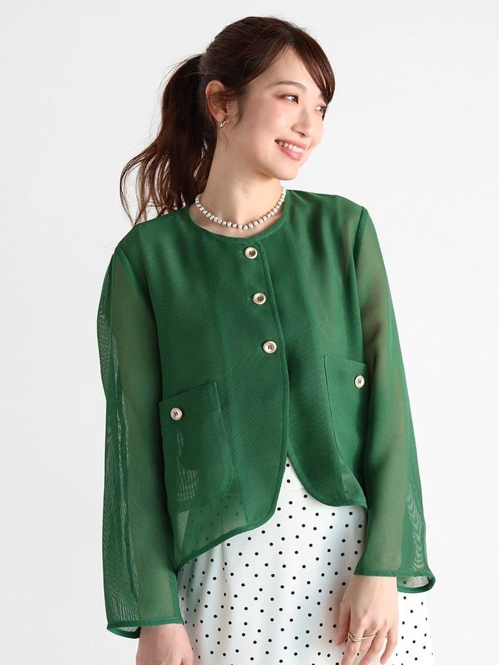 【ヴァン/Vin】のノーカラーメッシュジャケット インテリア・キッズ・メンズ・レディースファッション・服の通販 founy(ファニー) https://founy.com/ ファッション Fashion レディースファッション Fashion for Women アウター Coat / Outerwear Collection レディースジャケット・軽アウター Jackets クラシカル Classical, Vintage-Inspired ショート Short, Short Length ジャケット Jacket, Outerwear バランス Balance, Style Balance メッシュ Mesh, Net Fabric |ID: prp329100004565743 ipo3291000000032449516