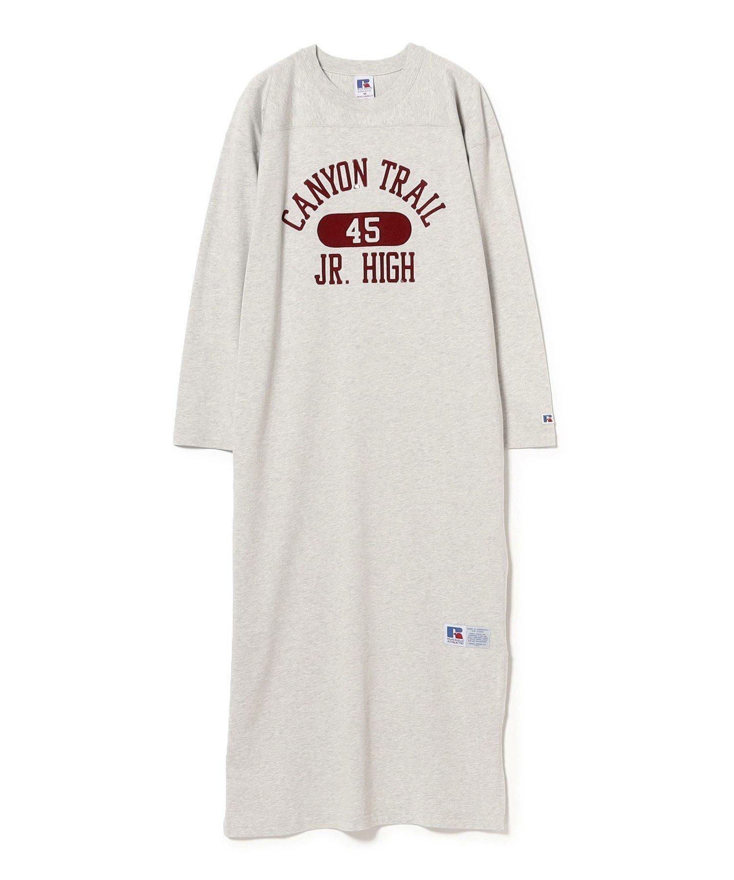 【その他のブランド/Other】の【別注】RUSSELL ATHLETIC / フットボール ワンピース(S~M) インテリア・キッズ・メンズ・レディースファッション・服の通販 founy(ファニー) 　ファッション　Fashion　レディースファッション　WOMEN　ワンピース　Dress　秋　Autumn/Fall　スリット　Slit　プリント　Print　別注　Special Order　ラッセル　Russell　ロング　Long　ワイド　Wide　夏　Summer　GREY|ID: prp329100004565754 ipo3291000000032289628