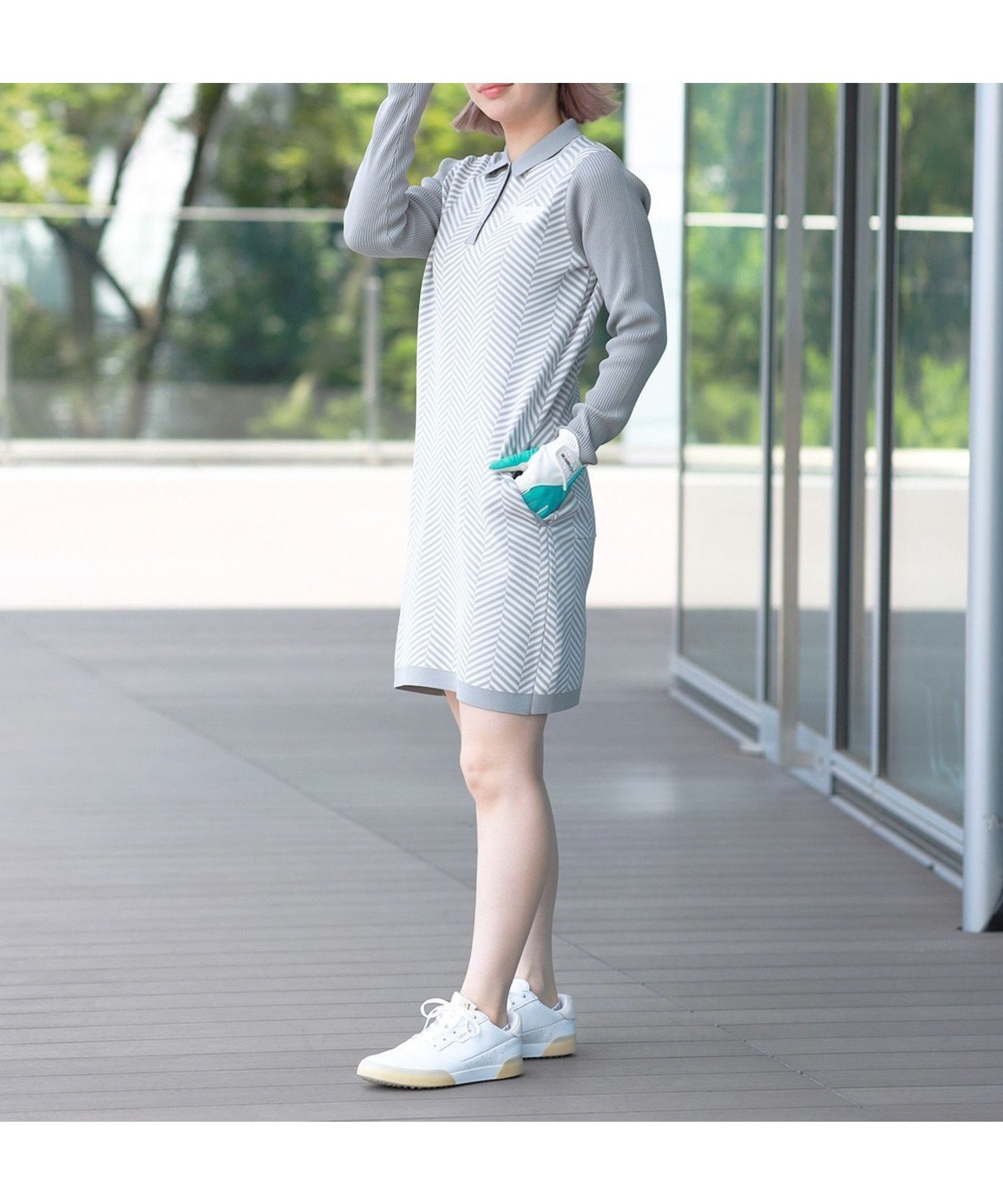 【その他のブランド/Other】のPURPLE LABEL / ヘリンボーン ニットワンピース インテリア・キッズ・メンズ・レディースファッション・服の通販 founy(ファニー) 　ファッション　Fashion　レディースファッション　WOMEN　ワンピース　Dress　ニットワンピース　Knit Dresses　カッティング　Cutting　ゴルフ　Golf　ヘリンボーン　Herringbone　エレガント 上品　Elegant　GREY|ID: prp329100004565767 ipo3291000000032289711