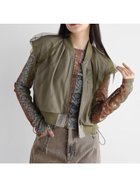 【ラシュッド/LASUD】のチュールドッキングノースリブルゾン カーキ|ID: prp329100004565777 ipo3291000000032450095