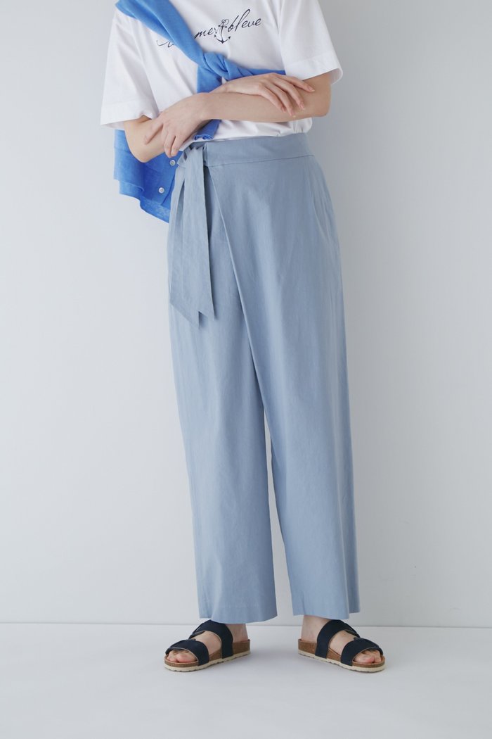 【ヒューマンウーマン/HUMAN WOMAN】のラップ風パンツ インテリア・キッズ・メンズ・レディースファッション・服の通販 founy(ファニー) https://founy.com/ ファッション Fashion レディースファッション Ladies' Fashion Online パンツ Pants おすすめ Recommend クロップド Cropped ストレッチ Stretch ストレート Straight ラップ Wrap |ID: prp329100004565801 ipo3291000000032651630