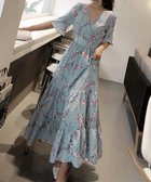 【ミニミニストア/miniministore】の花柄ワンピース5分袖ティアードワンピース サックスブルー|ID: prp329100004565861 ipo3291000000032290192