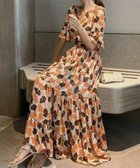 【ミニミニストア/miniministore】の花柄ワンピース5分袖ティアードワンピース オレンジ|ID: prp329100004565861 ipo3291000000032290195