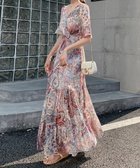 【ミニミニストア/miniministore】の花柄ワンピース5分袖ティアードワンピース ピンクベージュ|ID: prp329100004565861 ipo3291000000032290196