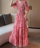【ミニミニストア/miniministore】の花柄ワンピース5分袖ティアードワンピース ローズ|ID: prp329100004565861 ipo3291000000032290199