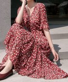 【ミニミニストア/miniministore】の花柄ワンピース5分袖ティアードワンピース ワインレッド|ID: prp329100004565861 ipo3291000000032290201