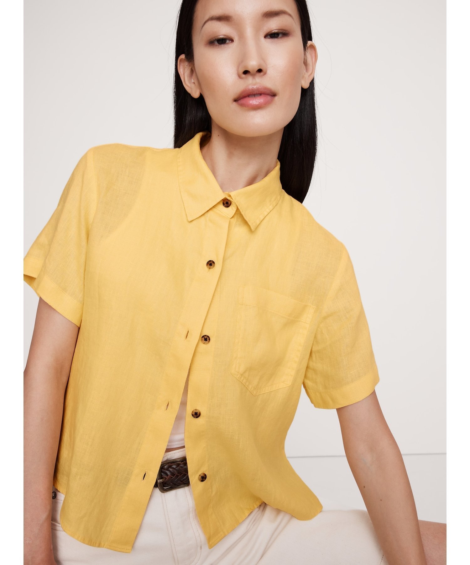 【バナナ リパブリック/BANANA REPUBLIC】のボクシー リネン ショートスリーブ シャツ 人気、トレンドファッション・服の通販 founy(ファニー) 　ファッション　Fashion　レディースファッション　WOMEN　トップス・カットソー　Tops/Tshirt　シャツ/ブラウス　Shirts/Blouses　ショート　Short　スリーブ　Sleeve　テクスチャー　Texture　フィット　Fit　フロント　Front　リネン　Linen　 other-1|ID: prp329100004565869 ipo3291000000032290238