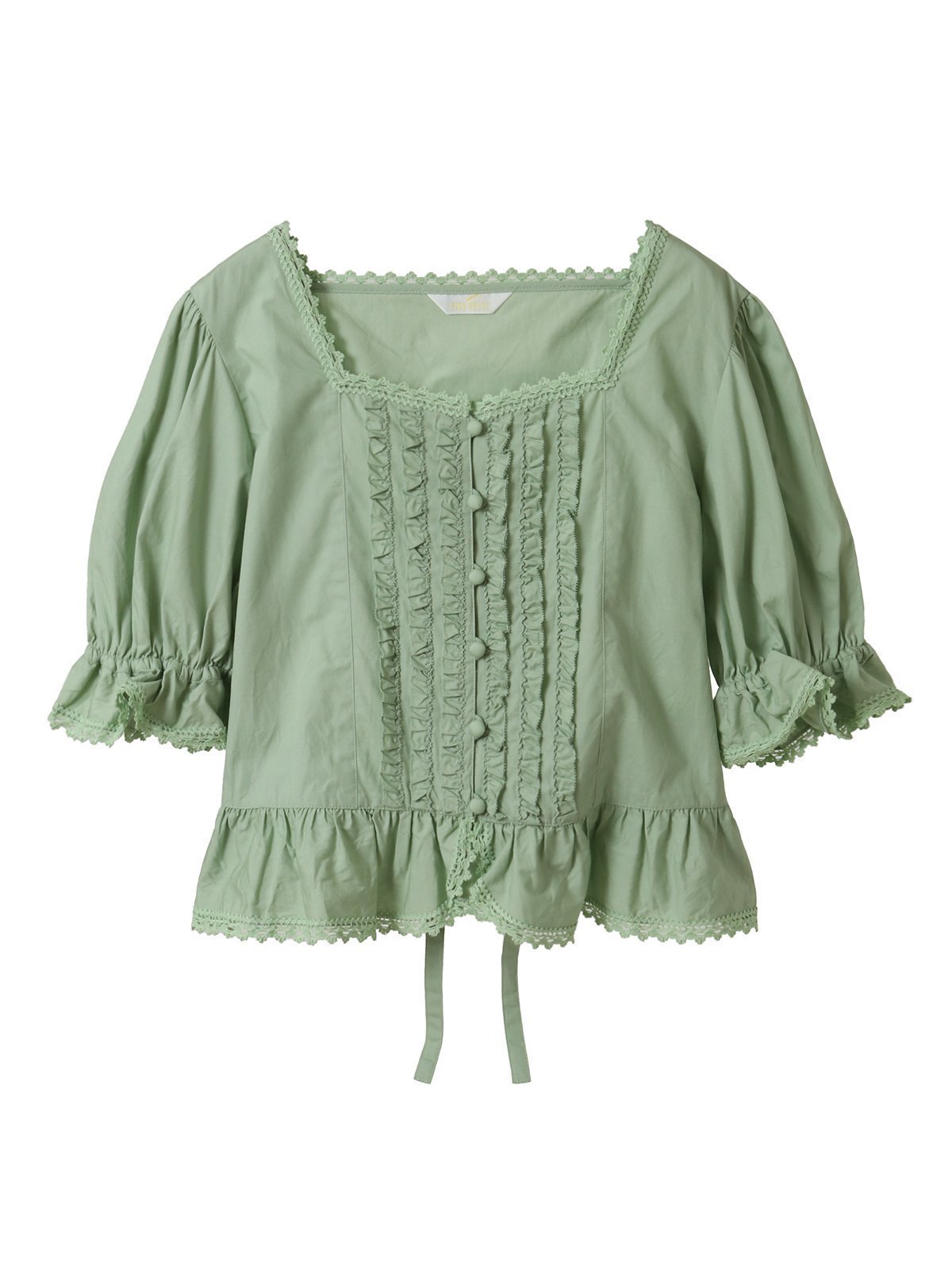 【ピンクハウス/PINK HOUSE】のフリル使いブラウス インテリア・キッズ・メンズ・レディースファッション・服の通販 founy(ファニー) 　ファッション　Fashion　レディースファッション　WOMEN　トップス・カットソー　Tops/Tshirt　シャツ/ブラウス　Shirts/Blouses　おすすめ　Recommend　スカラップ　Scalloped　スクエア　Square　スリーブ　Sleeve　セットアップ　Set Up　フリル　Frills　フロント　Front　ブロード　Broad　リボン　Ribbon　レース　Race　春　Spring　ミント|ID: prp329100004565888 ipo3291000000032290331