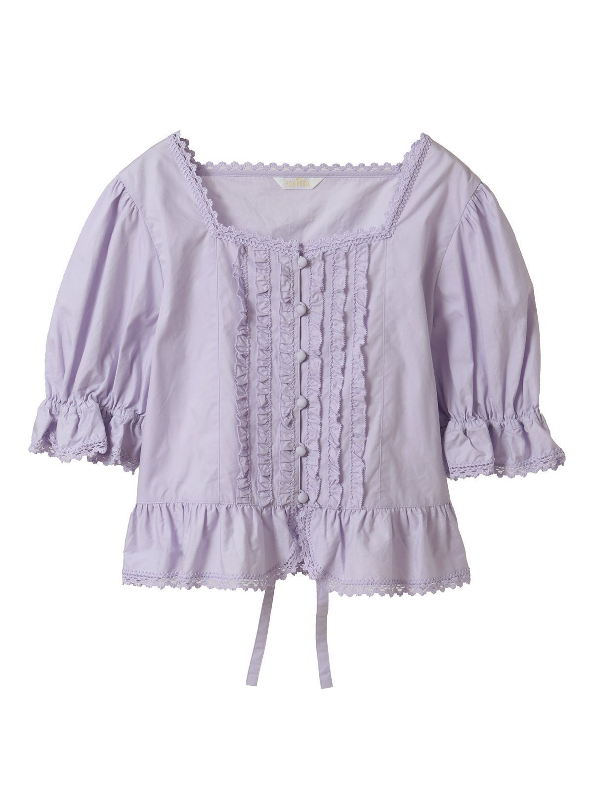 【ピンクハウス/PINK HOUSE】のフリル使いブラウス インテリア・キッズ・メンズ・レディースファッション・服の通販 founy(ファニー) 　ファッション　Fashion　レディースファッション　WOMEN　トップス・カットソー　Tops/Tshirt　シャツ/ブラウス　Shirts/Blouses　おすすめ　Recommend　スカラップ　Scalloped　スクエア　Square　スリーブ　Sleeve　セットアップ　Set Up　フリル　Frills　フロント　Front　ブロード　Broad　リボン　Ribbon　レース　Race　春　Spring　パープル|ID: prp329100004565888 ipo3291000000032290333