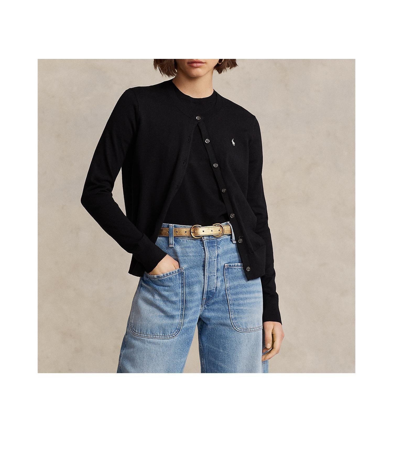 【ラルフローレン/RALPH LAUREN】のコットンブレンド カーディガン インテリア・キッズ・メンズ・レディースファッション・服の通販 founy(ファニー) 　ファッション　Fashion　レディースファッション　WOMEN　トップス・カットソー　Tops/Tshirt　カーディガン　Cardigans　カフス　Cuffs　カーディガン　Cardigan　セーター　Sweater　定番　Standard　長袖　Long Sleeve　フィット　Fit　リブニット　Rib Knit　リラックス　Relax　001ブラック|ID: prp329100004565896 ipo3291000000032290375