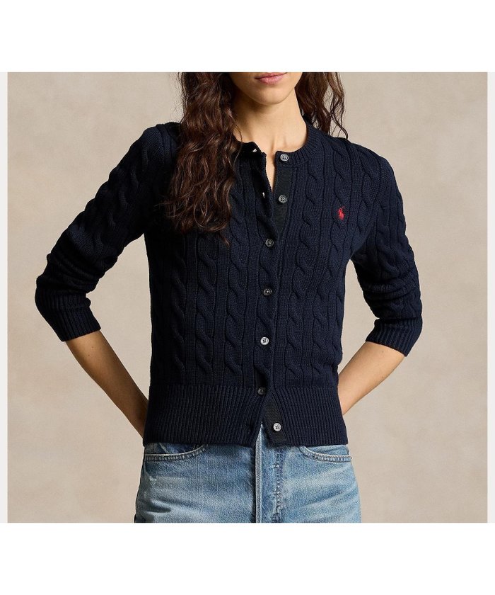 【ラルフローレン/RALPH LAUREN】のケーブルニット コットン クルーネック カーディガン インテリア・キッズ・メンズ・レディースファッション・服の通販 founy(ファニー) https://founy.com/ ファッション Fashion レディースファッション WOMEN トップス・カットソー Tops/Tshirt ニット Knit Tops カーディガン Cardigans カフス Cuffs カーディガン Cardigan スリム Slim フィット Fit リブニット Rib Knit 長袖 Long Sleeve |ID: prp329100004565940 ipo3291000000032290582