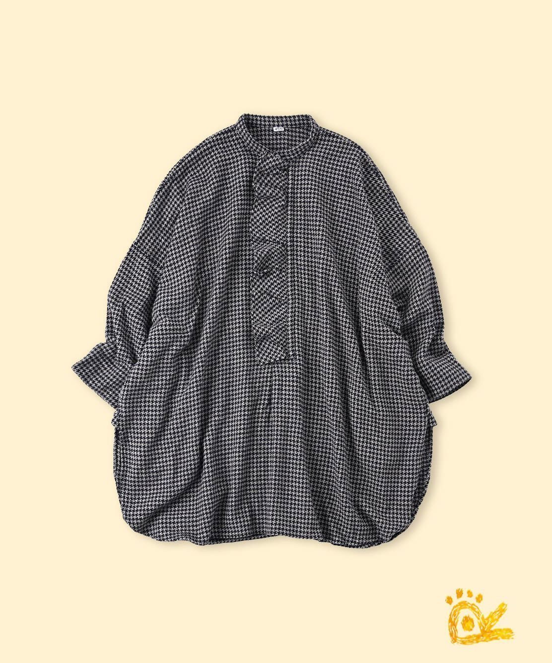 【フォーティファイブ アール/45R】の【EC限定】ONEONE いろいろインドネルのフリルチュニック インテリア・キッズ・メンズ・レディースファッション・服の通販 founy(ファニー) 　ファッション　Fashion　レディースファッション　Fashion for Women　トップス・カットソー　Cut & Sew Tops　インド　Indian Textile　スリット　Slit, Slit Detail　チュニック　Tunic, Long Top　フリル　Frill, Ruffle　ワンポイント　One Point, Statement Accent　ネイビー千鳥|ID: prp329100004565952 ipo3291000000033600048