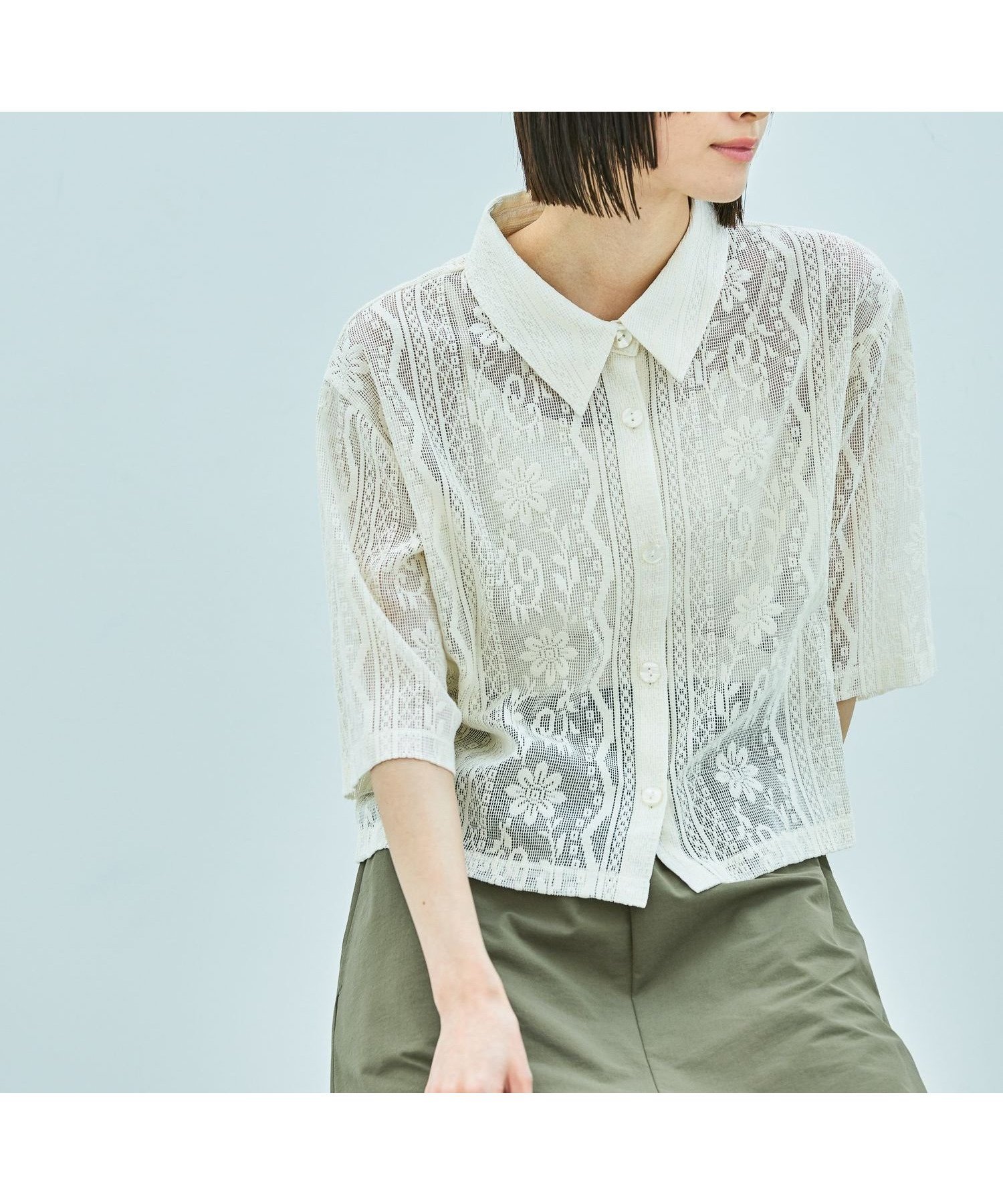 【ラコレ/LAKOLE】のレースシャツ インテリア・キッズ・メンズ・レディースファッション・服の通販 founy(ファニー) 　ファッション　Fashion　レディースファッション　Fashion for Women　トップス・カットソー　Cut & Sew Tops　シャツ・ブラウス・オフィスカジュアル　Elegant Blouses & Button-Ups　コンパクト　Compact, Small Size　トレンド　Trend, Trending Now　ベーシック　Basic, Essential　ボトム　Bottoms, Lower Wear　レース　Lace, Lace Fabric　ロング　Long, Long-Length　羽織　Haori, Light Jacket　アイボリー|ID: prp329100004565957 ipo3291000000032609194