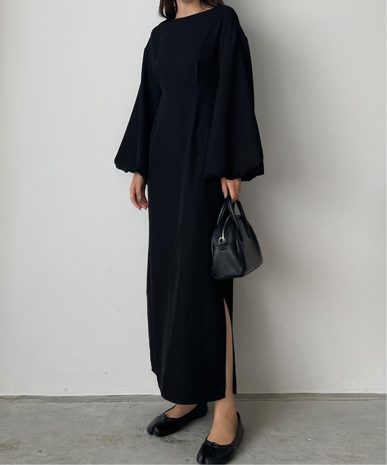 【ジュノア/JUNOAH】のパフスリーブIラインワンピース インテリア・キッズ・メンズ・レディースファッション・服の通販 founy(ファニー) 　ファッション　Fashion　レディースファッション　WOMEN　ワンピース　Dress　スリーブ　Sleeve　ブラック|ID: prp329100004566033 ipo3291000000032291347