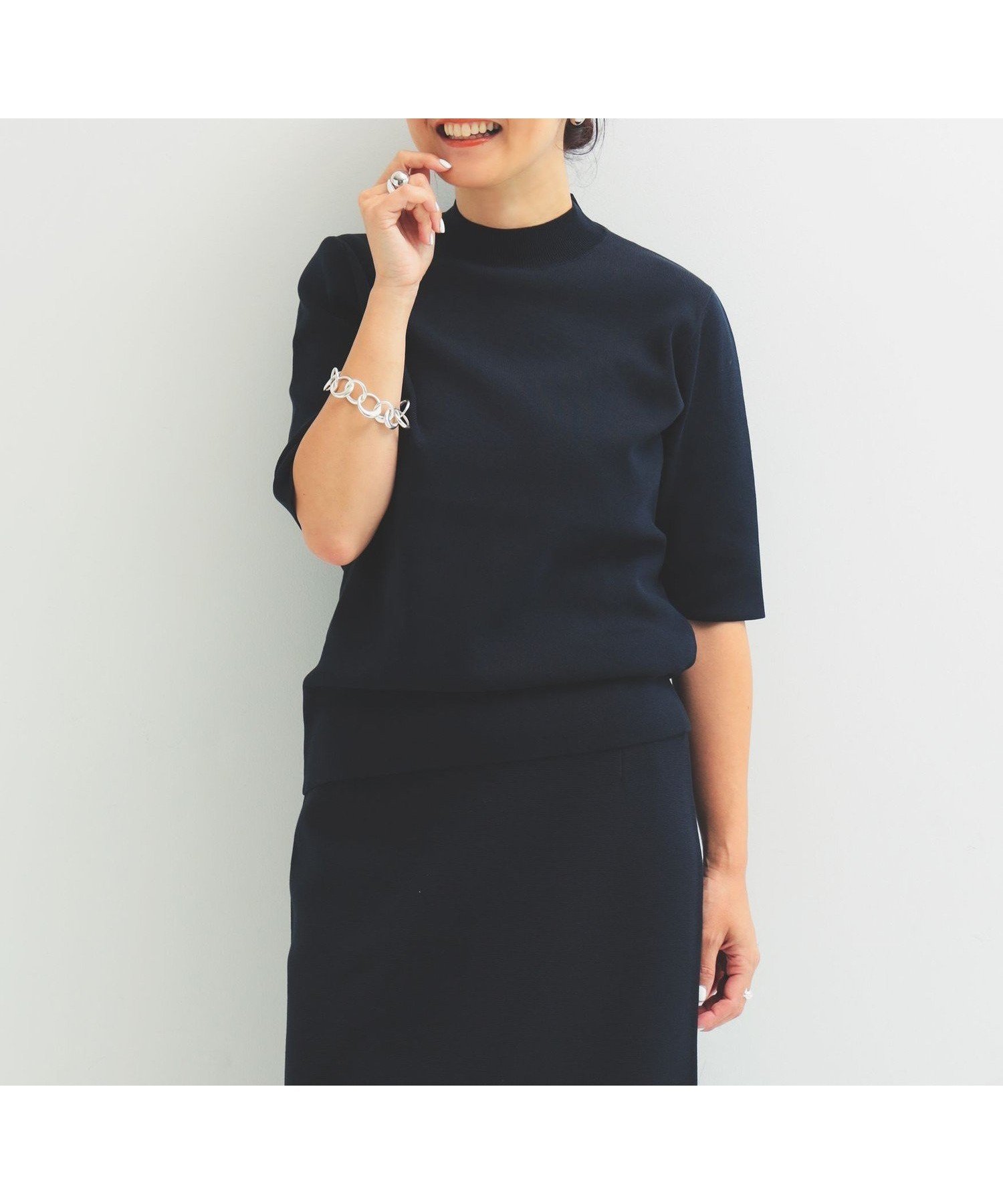 【デミルクス ビームス/Demi-Luxe BEAMS】のシンプル モックネック ニット .M 人気、トレンドファッション・服の通販 founy(ファニー) 　ファッション　Fashion　レディースファッション　Fashion for Women　トップス・カットソー　Cut & Sew Tops　ニット　Knit Tops & Sweaters　シンプル　Simple, Minimal　ストレッチ　Stretch, Stretchy Fabric　セットアップ　Set-Up, Coordinated Outfit　ブラウジング　Blouson Silhouette, Cinched Waist　ミラノリブ　Milano Rib, Milano Stitch　モックネック　Mock Neck, Short Turtleneck　エレガント 上品　Elegant　 other-1|ID: prp329100004566055 ipo3291000000032745204
