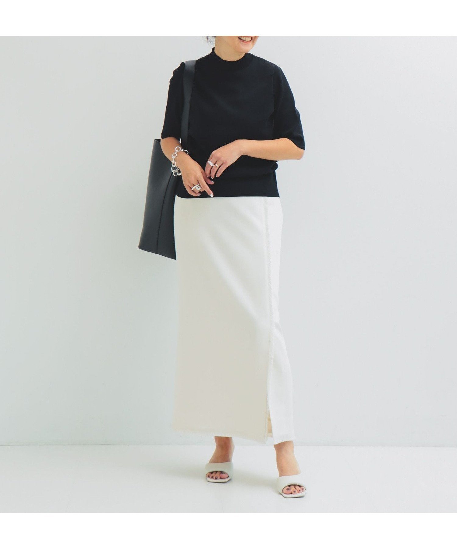 【デミルクス ビームス/Demi-Luxe BEAMS】のシンプル モックネック ニット .M インテリア・キッズ・メンズ・レディースファッション・服の通販 founy(ファニー) 　ファッション　Fashion　レディースファッション　Fashion for Women　トップス・カットソー　Cut & Sew Tops　ニット　Knit Tops & Sweaters　シンプル　Simple, Minimal　ストレッチ　Stretch, Stretchy Fabric　セットアップ　Set-Up, Coordinated Outfit　ブラウジング　Blouson Silhouette, Cinched Waist　ミラノリブ　Milano Rib, Milano Stitch　モックネック　Mock Neck, Short Turtleneck　エレガント 上品　Elegant　BLACK|ID: prp329100004566055 ipo3291000000032745210