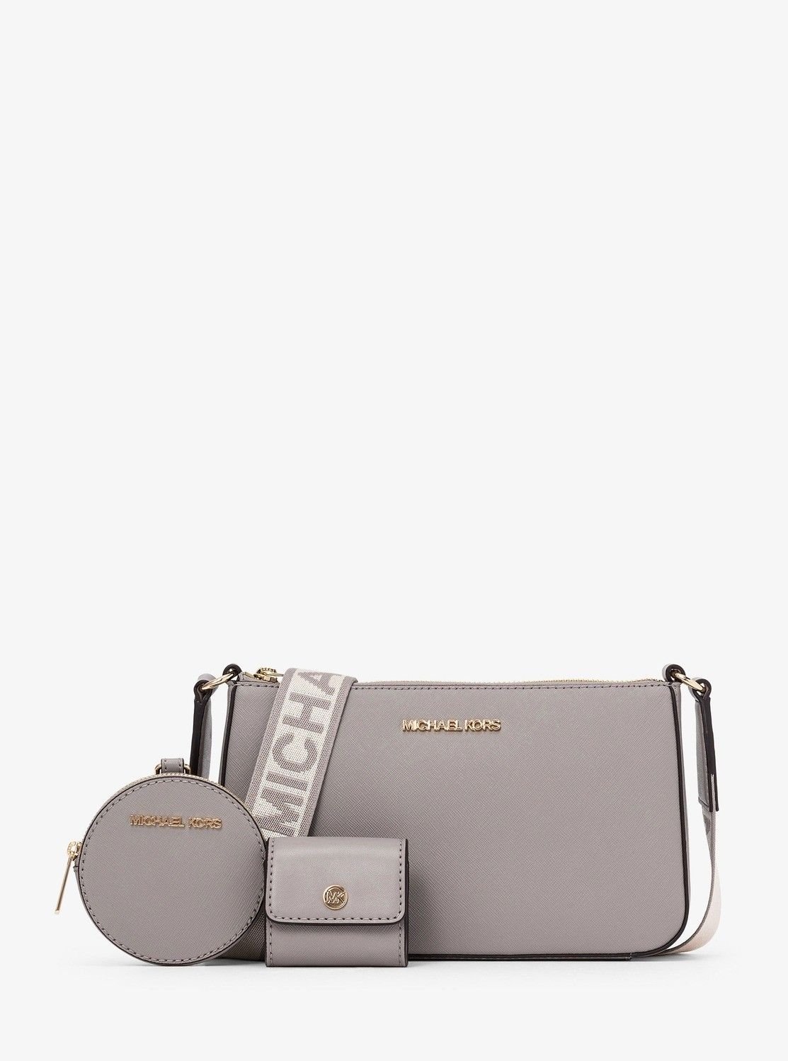 【マイケルコース/MICHAEL KORS】のJET SET TRAVEL クロスボディ ウィズ テックアタッチ スモール マイケルコース インテリア・キッズ・メンズ・レディースファッション・服の通販 founy(ファニー) 　ファッション　Fashion　レディースファッション　WOMEN　旅行　Travel　コレクション　Collection　ショルダー　Shoulder　ドロップ　Drop　ポーチ　Pouch　ラグジュアリー　Luxury　GREY|ID: prp329100004566074 ipo3291000000032291711