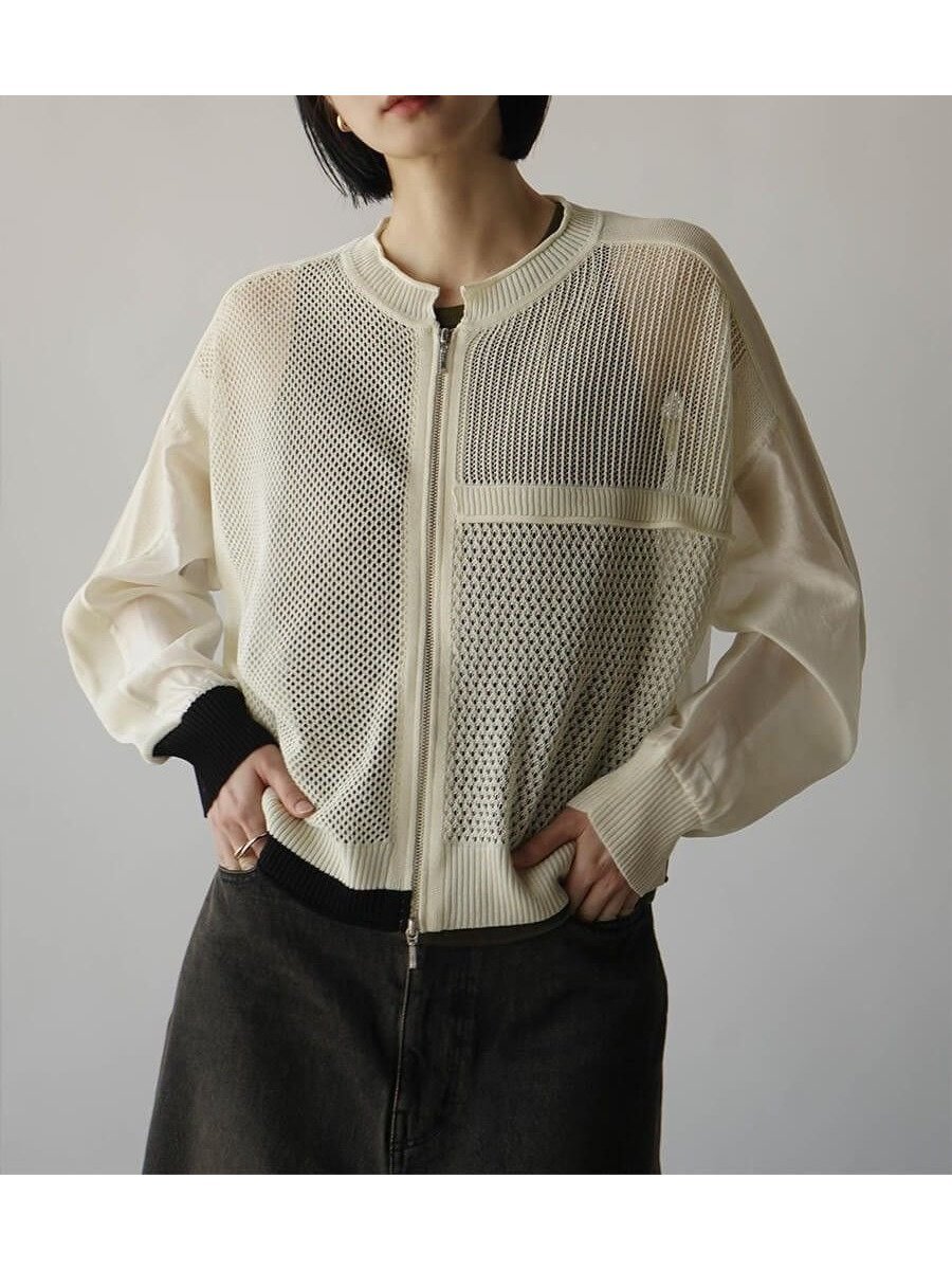 【ラシュッド/LASUD】のメッシュ×シアー配色ダブルジップブルゾン インテリア・キッズ・メンズ・レディースファッション・服の通販 founy(ファニー) 　ファッション　Fashion　レディースファッション　WOMEN　アウター　Coat Outerwear　ブルゾン　Blouson/Jackets　インナー　Inner　シアー　Sheer　ジップ　Zip　ブルゾン　Blouson　メッシュ　Mesh　夏　Summer　春　Spring　S/S・春夏　Ss・Spring/Summer　アイボリー|ID: prp329100004566094 ipo3291000000032291868