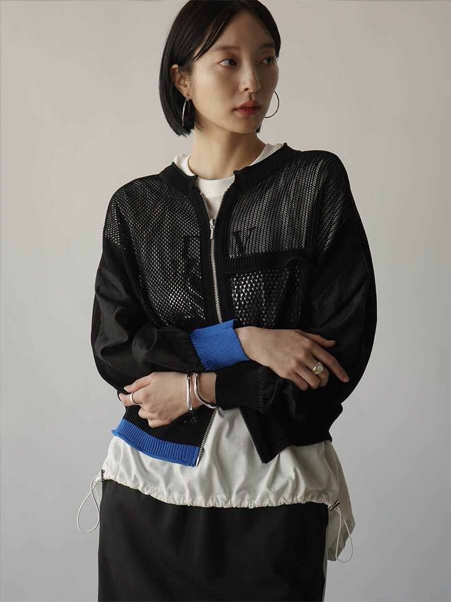 【ラシュッド/LASUD】のメッシュ×シアー配色ダブルジップブルゾン インテリア・キッズ・メンズ・レディースファッション・服の通販 founy(ファニー) 　ファッション　Fashion　レディースファッション　WOMEN　アウター　Coat Outerwear　ブルゾン　Blouson/Jackets　インナー　Inner　シアー　Sheer　ジップ　Zip　ブルゾン　Blouson　メッシュ　Mesh　夏　Summer　春　Spring　S/S・春夏　Ss・Spring/Summer　ブラック|ID: prp329100004566094 ipo3291000000032291871