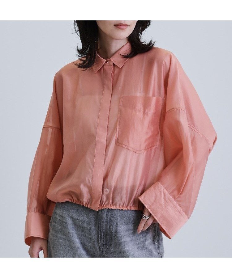 【インディヴィ/INDIVI】のシアーローンステンカラーシャツ/シアーシャツ/シアートップス/夏服 インテリア・キッズ・メンズ・レディースファッション・服の通販 founy(ファニー) 　ファッション　Fashion　レディースファッション　Fashion for Women　トップス・カットソー　Cut & Sew Tops　シャツ・ブラウス・オフィスカジュアル　Elegant Blouses & Button-Ups　アクセサリー　Fashion Accessories　シアー　Sheer, See-Through　シンプル　Simple, Minimal　スリーブ　Sleeve, Long Sleeve / Short Sleeve　デニム　Denim, Jeans Material　バランス　Balance, Style Balance　ルーズ　Loose, Oversized　ワイド　Wide, Wide Fit　夏　Summer　オレンジ|ID: prp329100004566119 ipo3291000000032792370