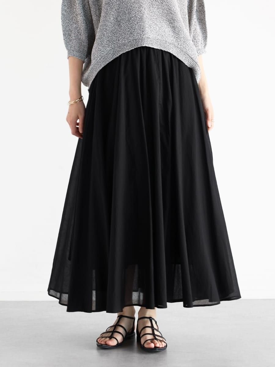 【ヴァン/Vin】のコットンボイルボリュームスカート インテリア・キッズ・メンズ・レディースファッション・服の通販 founy(ファニー) 　ファッション　Fashion　レディースファッション　Fashion for Women　スカート　Skirts　ギャザー　Gathered, Ruffled　シアー　Sheer, See-Through　シンプル　Simple, Minimal　ブラック|ID: prp329100004566127 ipo3291000000032462557