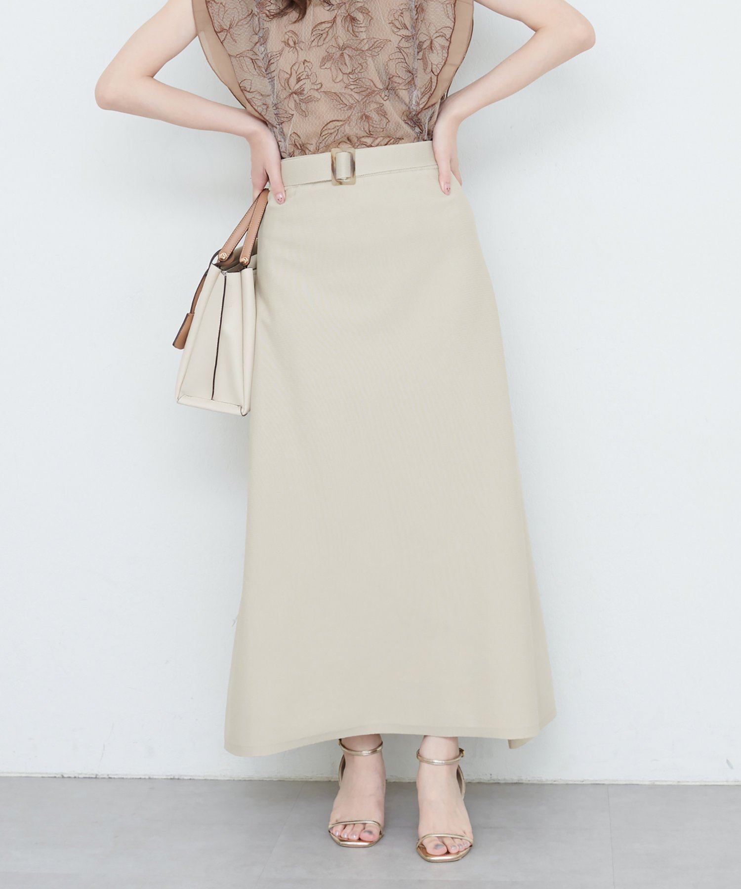 【ナチュラルクチュール/natural couture】のセットアップ対応 べっこうベルト付きニットフレアスカート インテリア・キッズ・メンズ・レディースファッション・服の通販 founy(ファニー) 　ファッション　Fashion　レディースファッション　Ladies' Fashion Online　セットアップ　Setup　スカート　Skirt　スカート　Skirt　Aライン/フレアスカート　Flared A-Line Skirts　ベルト　Belts　アクセサリー　Accessories　カットソー　Cut And Sew　サンダル　Sandals　シンプル　Simple　セットアップ　Set Up　ダウン　Down　フレア　Flare　ポケット　Pocket　おすすめ　Recommend　2025年　2025　2025春夏・S/S　Ss,Spring/Summer,2025　ライトベージュ|ID: prp329100004566150 ipo3291000000032623323