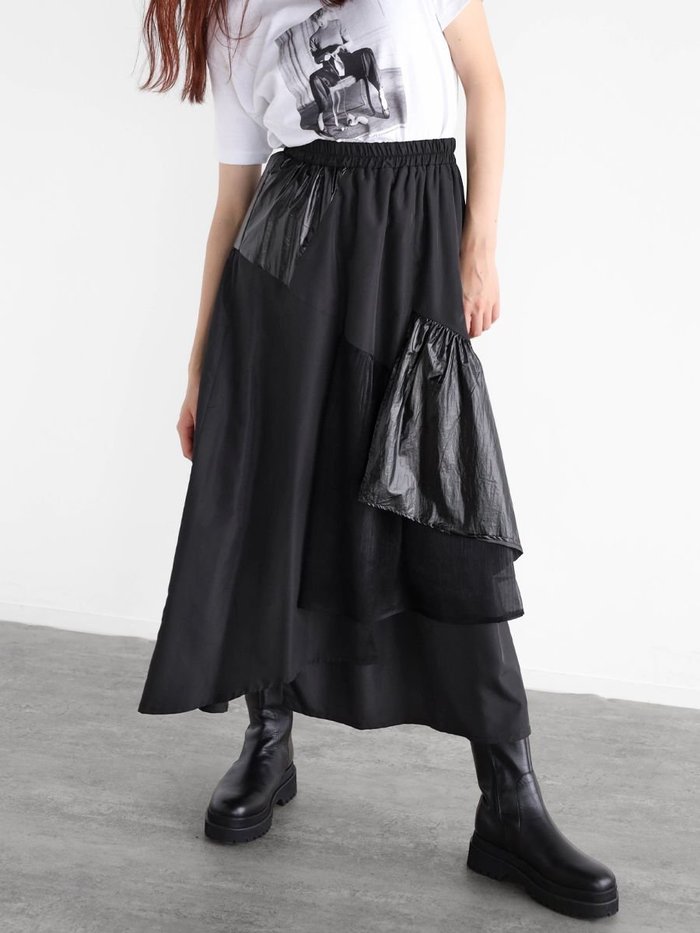 【ラシュッド/LASUD】の異素材ミックスデザインスカート インテリア・キッズ・メンズ・レディースファッション・服の通販 founy(ファニー) https://founy.com/ ファッション Fashion レディースファッション Fashion for Women スカート Skirts おすすめ Recommended / Our Picks コンパクト Compact, Small Size サンダル Sandals, Summer Shoes シアー Sheer, See-Through バランス Balance, Style Balance 厚底 Platform Shoes |ID: prp329100004566175 ipo3291000000032664770