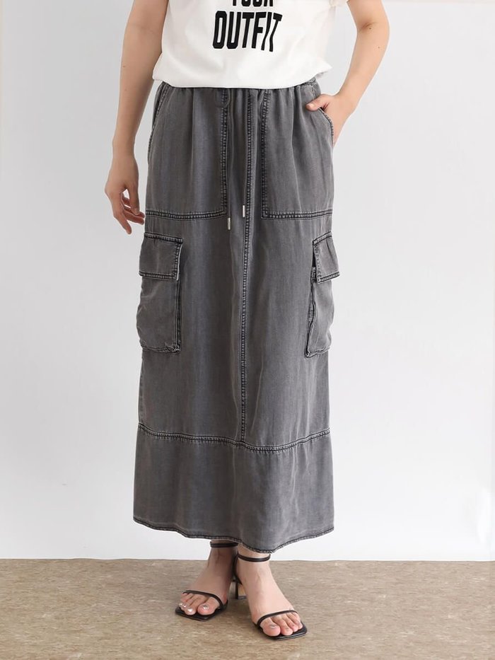 【ラシュッド/LASUD】のテンセルデニムカーゴスカート インテリア・キッズ・メンズ・レディースファッション・服の通販 founy(ファニー) https://founy.com/ ファッション Fashion レディースファッション Fashion for Women スカート Skirts とろみ Fluid, Flowy Fabric ストレート Straight, Straight Cut スリット Slit, Slit Detail フロント Front, Front Design ロング Long, Long-Length |ID: prp329100004566182 ipo3291000000032712244
