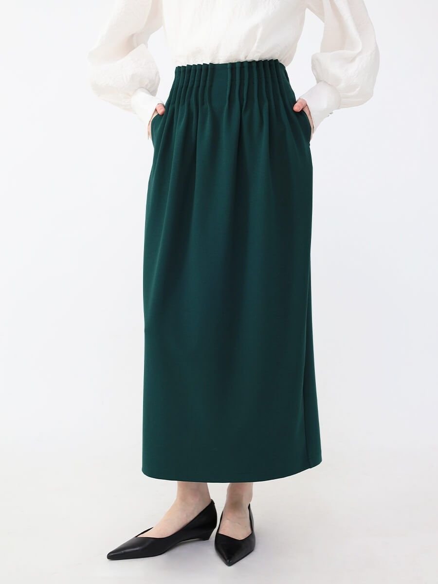 【ラシュッド/LASUD】のウエストタックナロースカート インテリア・キッズ・メンズ・レディースファッション・服の通販 founy(ファニー) 　ファッション　Fashion　レディースファッション　Fashion for Women　スカート　Skirts　コンパクト　Compact, Small Size　ストレッチ　Stretch, Stretchy Fabric　エレガント 上品　Elegant　ダークグリーン|ID: prp329100004566202 ipo3291000000032663918
