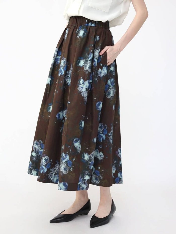 【ラシュッド/LASUD】のフラワーペイントタックスカート インテリア・キッズ・メンズ・レディースファッション・服の通販 founy(ファニー) https://founy.com/ ファッション Fashion レディースファッション Fashion for Women スカート Skirts バランス Balance, Style Balance エレガント 上品 Elegant |ID: prp329100004566204 ipo3291000000032655771