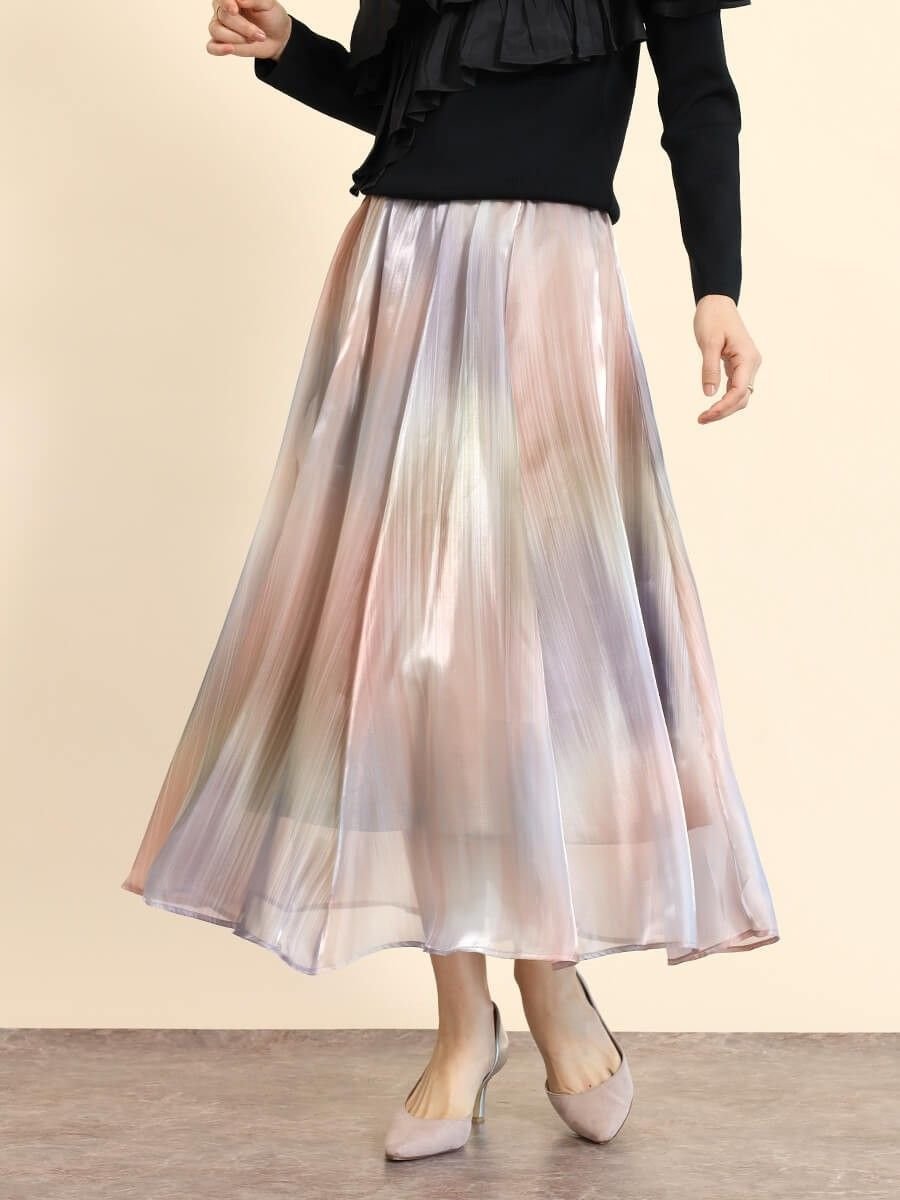 【ヴァン/Vin】のオーロラフレアスカート 人気、トレンドファッション・服の通販 founy(ファニー) 　ファッション　Fashion　レディースファッション　Ladies' Fashion Online　スカート　Skirt　Aライン/フレアスカート　Flared A-Line Skirts　シアー　Sheer　シンプル　Simple　フレア　Flare　ワイドリブ　Wide Rib　 other-1|ID: prp329100004566210 ipo3291000000032655805