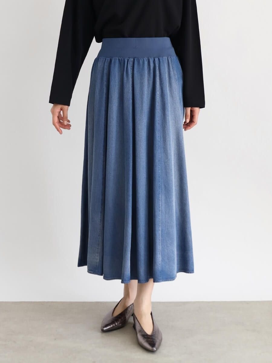 【ラシュッド/LASUD】のウエストリブテンセルスカート インテリア・キッズ・メンズ・レディースファッション・服の通販 founy(ファニー) 　ファッション　Fashion　レディースファッション　Fashion for Women　スカート　Skirts　シンプル　Simple, Minimal　エレガント 上品　Elegant　ブルー|ID: prp329100004566211 ipo3291000000032655836