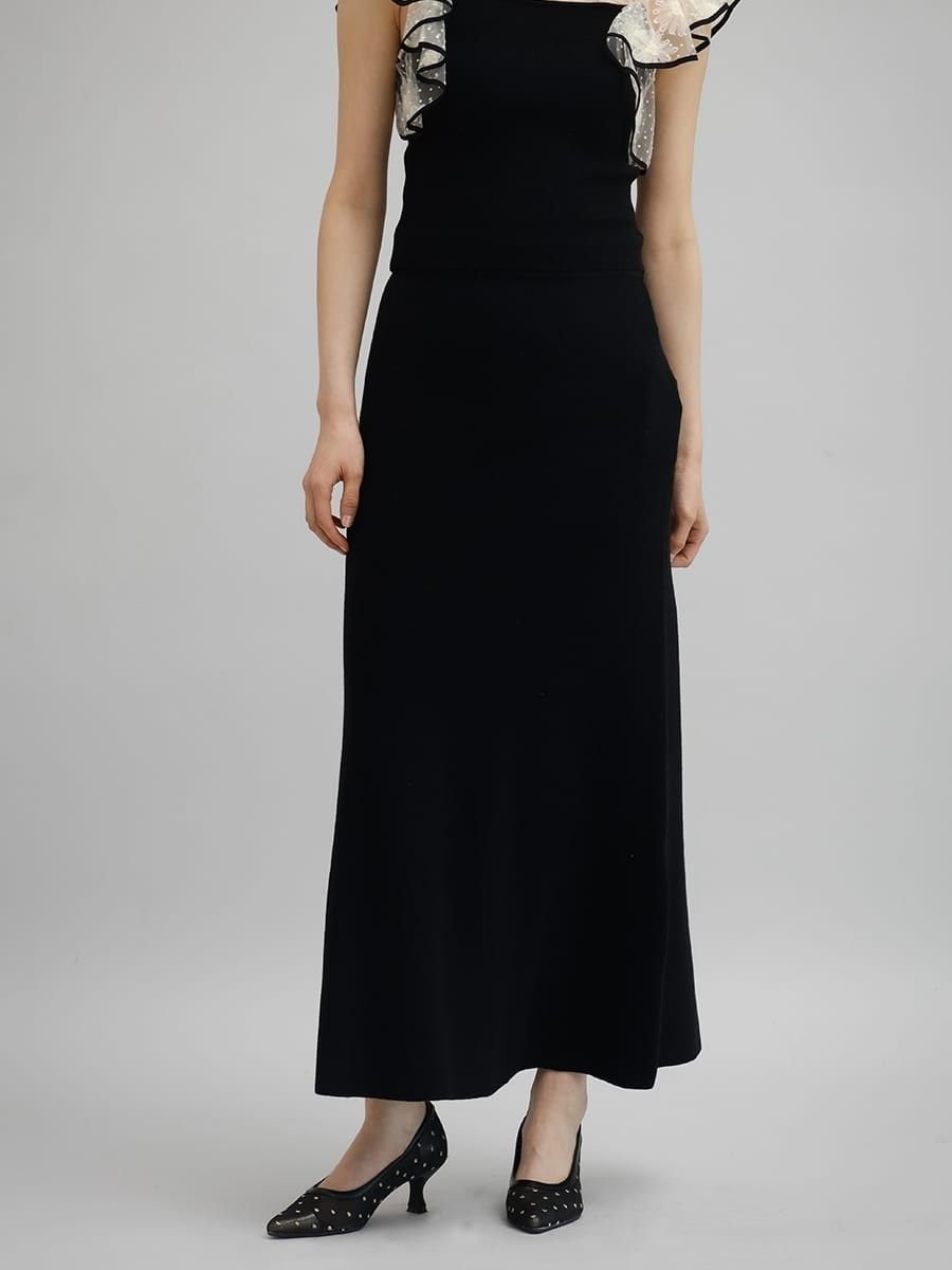 【ラシュッド/LASUD】のニットフレアスカート インテリア・キッズ・メンズ・レディースファッション・服の通販 founy(ファニー) 　ファッション　Fashion　レディースファッション　Fashion for Women　スカート　Skirts　Aライン・フレアスカート　A-Line & Flared Skirts　おすすめ　Recommended / Our Picks　ストレッチ　Stretch, Stretchy Fabric　セットアップ　Set-Up, Coordinated Outfit　エレガント 上品　Elegant　ブラック|ID: prp329100004566220 ipo3291000000032713585