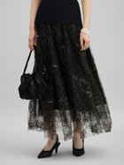 【ラシュッド/LASUD】のフラワー刺繍チュールスカート ブラック|ID: prp329100004566224 ipo3291000000032713591