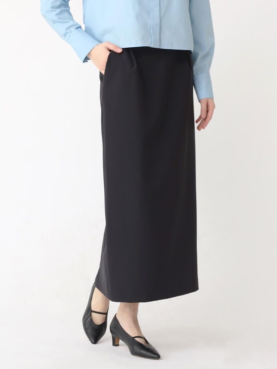 【ラシュッド/LASUD】のリサイクルWクロスIラインスカート インテリア・キッズ・メンズ・レディースファッション・服の通販 founy(ファニー) 　ファッション　Fashion　レディースファッション　Fashion for Women　スカート　Skirts　エレガント 上品　Elegant　ストレッチ　Stretch, Stretchy Fabric　ドレープ　Drape, Draping Fabric　フィット　Fit, Slim Fit　ペプラム　Peplum, Flared Hem　ブラック|ID: prp329100004566227 ipo3291000000032655988