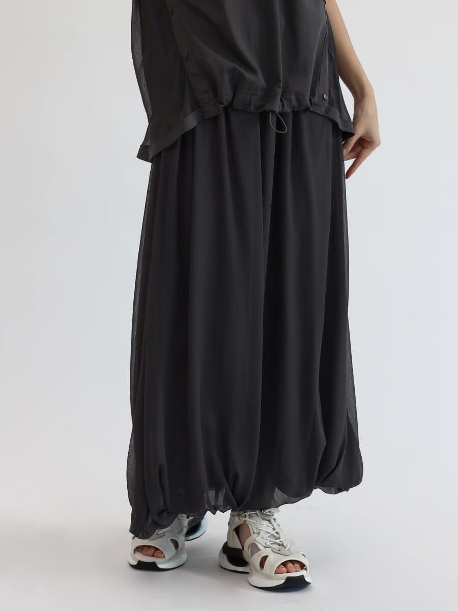 【ラシュッド/LASUD】のシフォンバルーンスカート インテリア・キッズ・メンズ・レディースファッション・服の通販 founy(ファニー) 　ファッション　Fashion　レディースファッション　Fashion for Women　スカート　Skirts　ギャザー　Gathered, Ruffled　シフォン　Chiffon, Lightweight Fabric　バルーン　Balloon, Balloon Silhouette　フォルム　Silhouette, Form　チャコールグレー|ID: prp329100004566239 ipo3291000000032656054