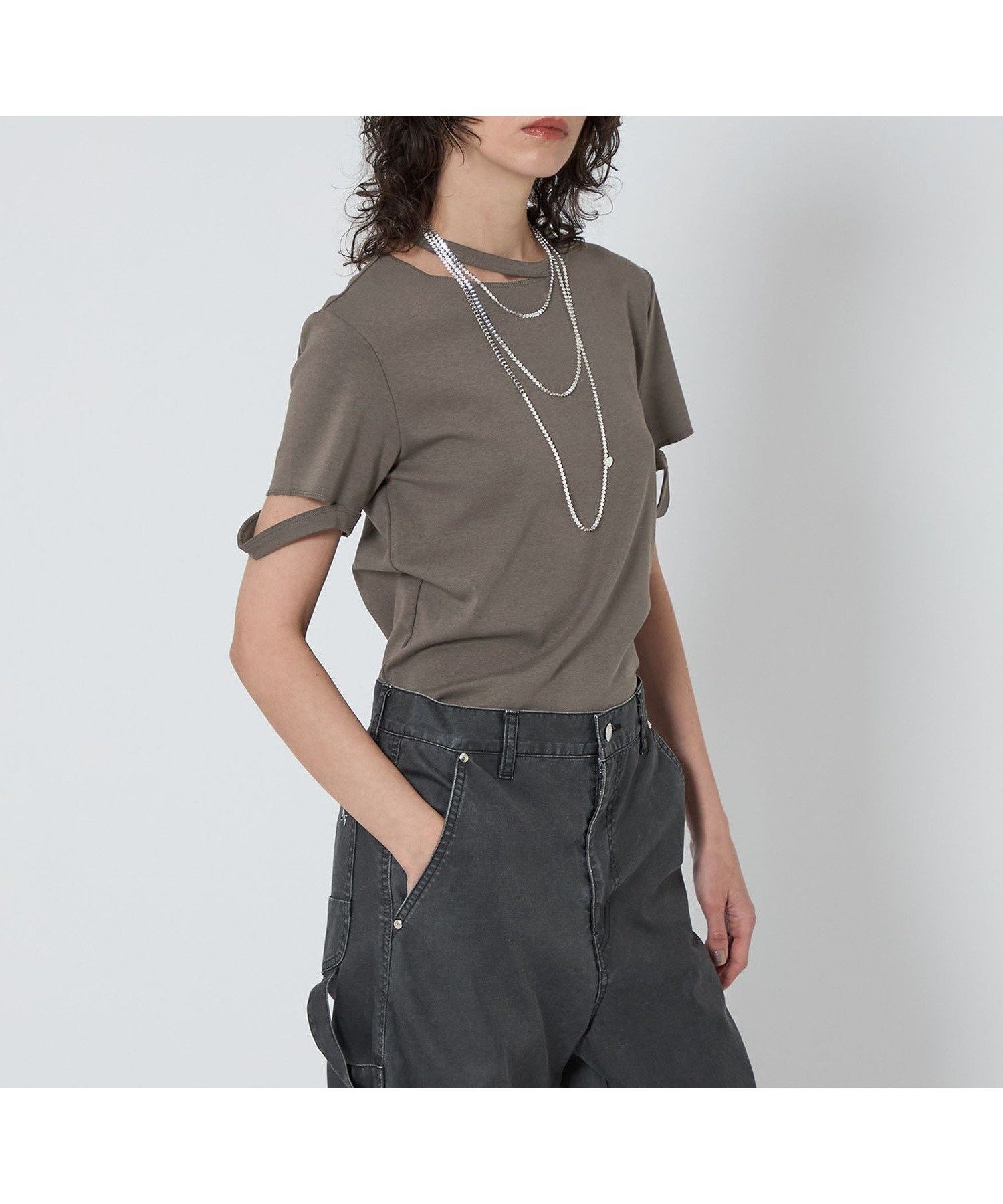 【ユナイテッドアローズ/UNITED ARROWS】のASTRAET フライス エリソデスリット クルーネックTシャツ インテリア・キッズ・メンズ・レディースファッション・服の通販 founy(ファニー) 　ファッション　Fashion　レディースファッション　WOMEN　トップス・カットソー　Tops/Tshirt　シャツ/ブラウス　Shirts/Blouses　ロング / Tシャツ　T-Shirts　イレギュラー　Irregular　シンプル　Simple　パイピング　Piping　ベーシック　Basic　ボトム　Bottom　MD.GRAY|ID: prp329100004566281 ipo3291000000032293191