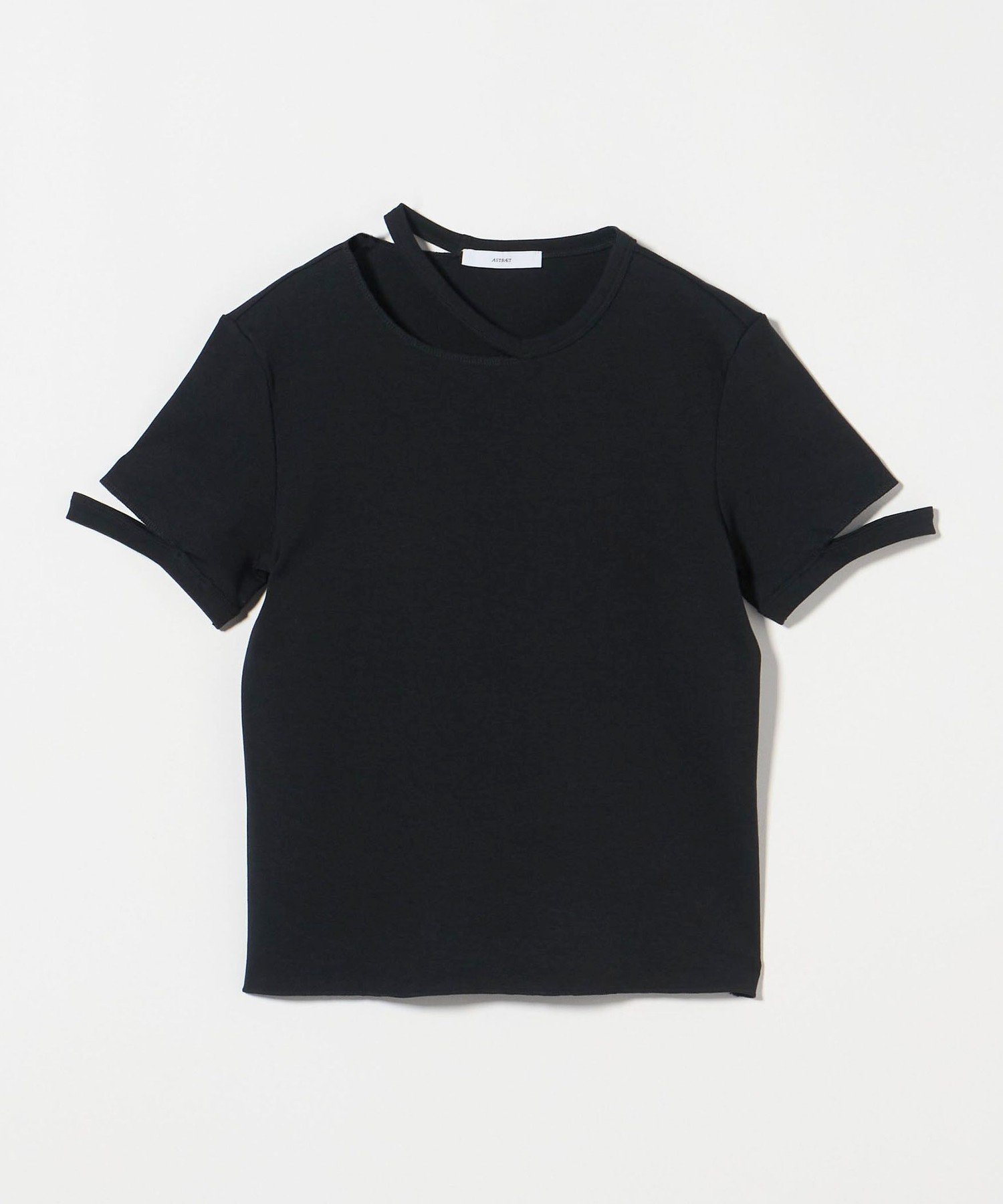 【ユナイテッドアローズ/UNITED ARROWS】のASTRAET フライス エリソデスリット クルーネックTシャツ インテリア・キッズ・メンズ・レディースファッション・服の通販 founy(ファニー) 　ファッション　Fashion　レディースファッション　WOMEN　トップス・カットソー　Tops/Tshirt　シャツ/ブラウス　Shirts/Blouses　ロング / Tシャツ　T-Shirts　イレギュラー　Irregular　シンプル　Simple　パイピング　Piping　ベーシック　Basic　ボトム　Bottom　BLACK|ID: prp329100004566281 ipo3291000000032293193