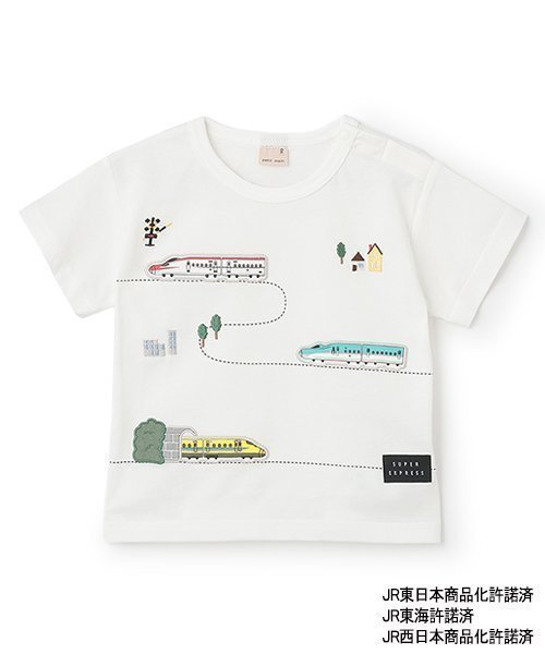 【その他のブランド/Other】の【新幹線】線路半袖Tシャツ インテリア・キッズ・メンズ・レディースファッション・服の通販 founy(ファニー) 　ファッション　Fashion　キッズファッション　Fashion for Kids　モチーフ　Motif, Design Theme　半袖　Short Sleeve, Half Sleeve　オフ ホワイト|ID: prp329100004566289 ipo3291000000032710659