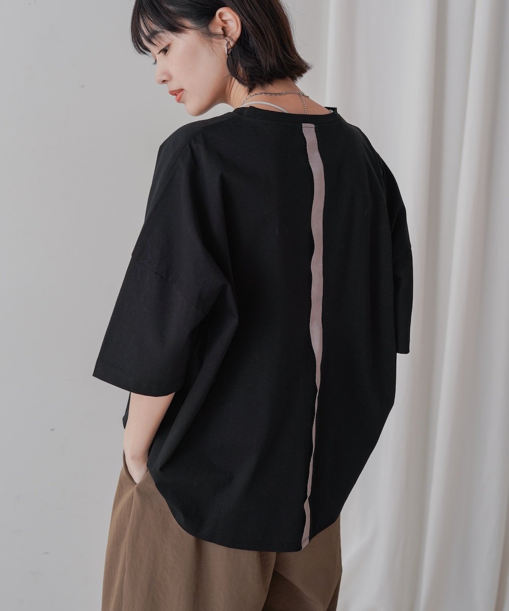 【バブ ブージュルード/Bab Bou Jeloud】のWシルケットロゴT インテリア・キッズ・メンズ・レディースファッション・服の通販 founy(ファニー) 　ファッション　Fashion　レディースファッション　WOMEN　シルク　Silk　シルケット　Mercerization　モチーフ　Motif　人気　Popularity　再入荷　Restock/Back In Stock/Re Arrival　夏　Summer　旅行　Travel　BLACK|ID: prp329100004566365 ipo3291000000032293785