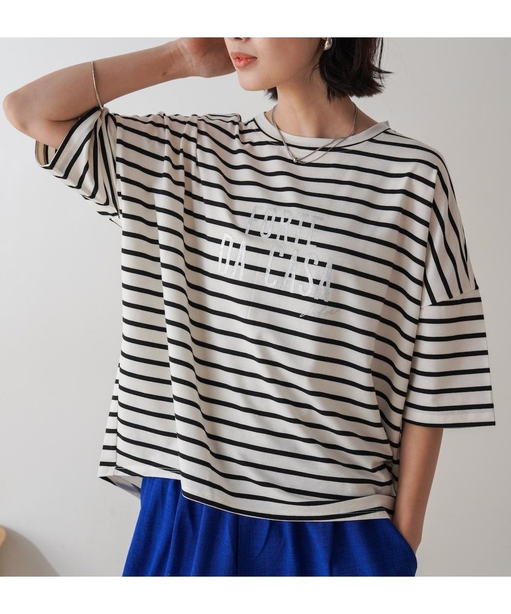 【バブ ブージュルード/Bab Bou Jeloud】のWシルケットロゴT インテリア・キッズ・メンズ・レディースファッション・服の通販 founy(ファニー) 　ファッション　Fashion　レディースファッション　WOMEN　シルク　Silk　シルケット　Mercerization　モチーフ　Motif　人気　Popularity　再入荷　Restock/Back In Stock/Re Arrival　夏　Summer　旅行　Travel　A|ID: prp329100004566365 ipo3291000000032293788