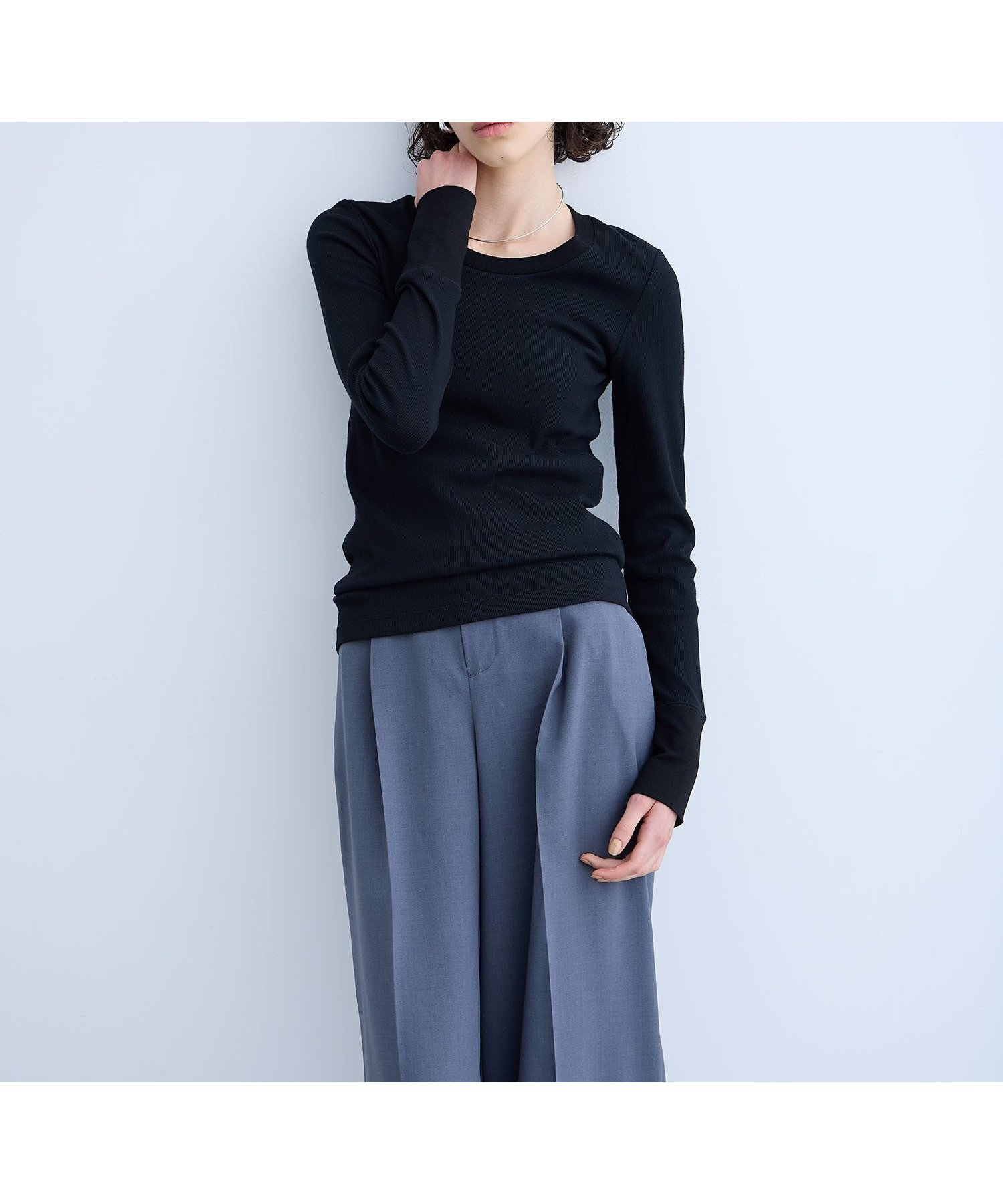 【ノーク/N.O.R.C】のテレコクルーネックトップス インテリア・キッズ・メンズ・レディースファッション・服の通販 founy(ファニー) 　ファッション　Fashion　レディースファッション　WOMEN　トップス・カットソー　Tops/Tshirt　アクセサリー　Accessories　テレコ　Tereko　トレンド　Trend　ネックレス　Necklace　切替　Switching　ブラック|ID: prp329100004566397 ipo3291000000032294060