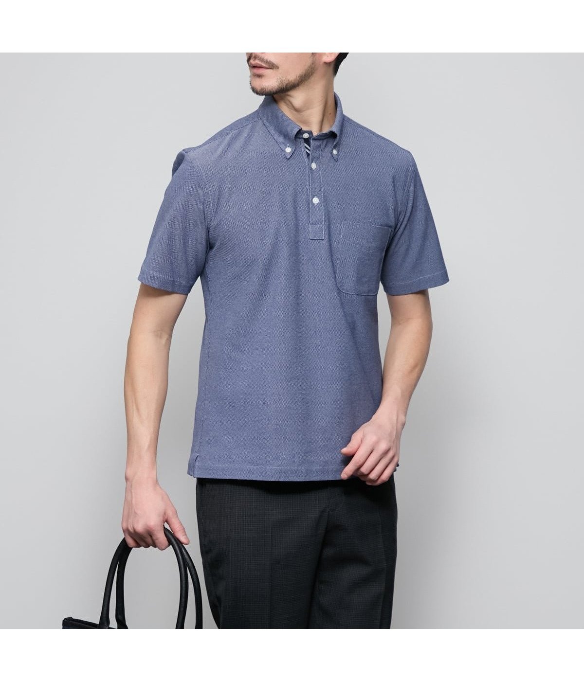 【ニューヨーカー/NEWYORKER / MEN】のI cotoni di Albini 半袖ボタンダウンポロシャツ インテリア・キッズ・メンズ・レディースファッション・服の通販 founy(ファニー) 　ファッション　Fashion　メンズファッション　Fashion for Men　イタリア　Italy　吸水　Absorbent, Quick-Dry　シンプル　Simple, Minimal　ジャケット　Jacket, Outerwear　スタイリッシュ　Stylish, Fashionable　ドレス　Dress, One-Piece　パターン　Pattern, Design Print　プリーツ　Pleats, Pleated　ボックス　Boxy, Box Shape　ポロシャツ　Polo Shirt, Collared Tee　半袖　Short Sleeve, Half Sleeve　無地　Plain, Solid Color　夏　Summer　エレガント 上品　Elegant　ビジネス 仕事 通勤　Business / Work / Commuting　ブルー|ID: prp329100004566504 ipo3291000000033496263