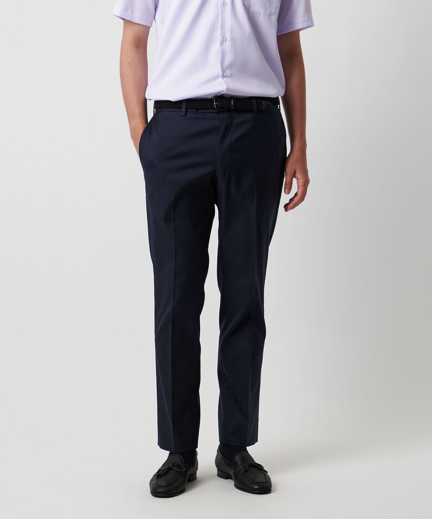 【ユナイテッドアローズ/UNITED ARROWS / MEN】のクールモーション ツイル ノープリーツ スラックス COMFORT EASY ーMODEL-接触冷感・吸水速乾・ストレッチ- インテリア・キッズ・メンズ・レディースファッション・服の通販 founy(ファニー) 　ファッション　Fashion　メンズファッション　Fashion for Men　カットソー　Cut and Sewn Top　コンパクト　Compact, Small Size　吸水　Absorbent, Quick-Dry　スタンダード　Standard, Basic　ストレッチ　Stretch, Stretchy Fabric　スラックス　Slacks, Dress Pants　スリム　Slim, Slim Fit　ツイル　Twist, Twisted Detail　フィット　Fit, Slim Fit　プリーツ　Pleats, Pleated　ポケット　Pocket, Pocket Detail　おすすめ　Recommended / Our Picks　夏　Summer　ビジネス 仕事 通勤　Business / Work / Commuting　NAVY|ID: prp329100004566559 ipo3291000000032712526
