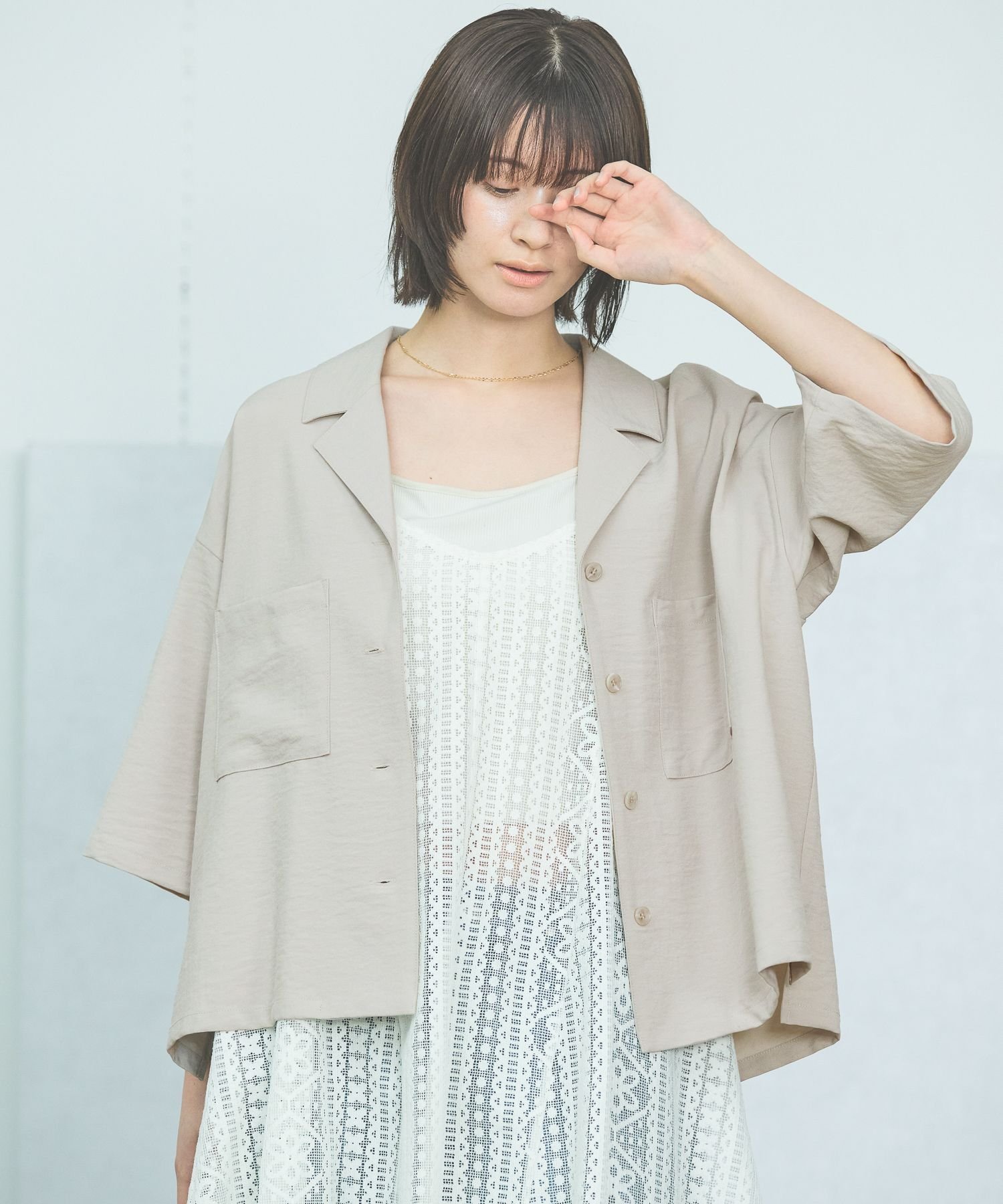 【ラコレ/LAKOLE】のセットアップ対応 サップVTG開襟シャツ インテリア・キッズ・メンズ・レディースファッション・服の通販 founy(ファニー) 　ファッション　Fashion　レディースファッション　Ladies' Fashion Online　トップス・カットソー　Tops/Tshirt　シャツ/ブラウス　Shirts/Blouses　おすすめ　Recommend　ショルダー　Shoulder　セットアップ　Set Up　ドロップ　Drop　ポケット　Pocket　リラックス　Relax　ライトベージュ|ID: prp329100004566596 ipo3291000000032643514