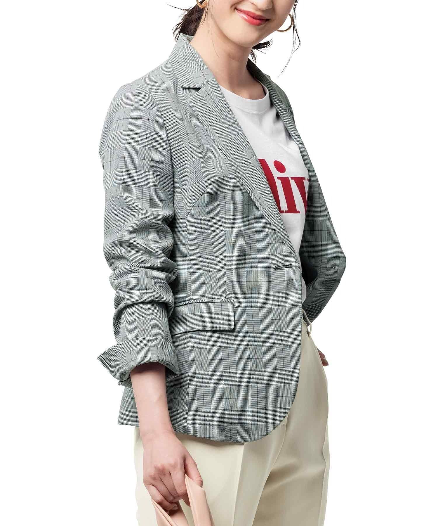【ラナン/Ranan】の洗える!ベーシックテーラードジャケット インテリア・キッズ・メンズ・レディースファッション・服の通販 founy(ファニー) 　ファッション　Fashion　レディースファッション　WOMEN　アウター　Coat Outerwear　ジャケット　Jackets　テーラードジャケット　Tailored Jackets　ジャケット　Jacket　ストレッチ　Stretch　スーツ　Suit　ポケット　Pocket　洗える　Washable　グレンチェック|ID: prp329100004566599 ipo3291000000032295663