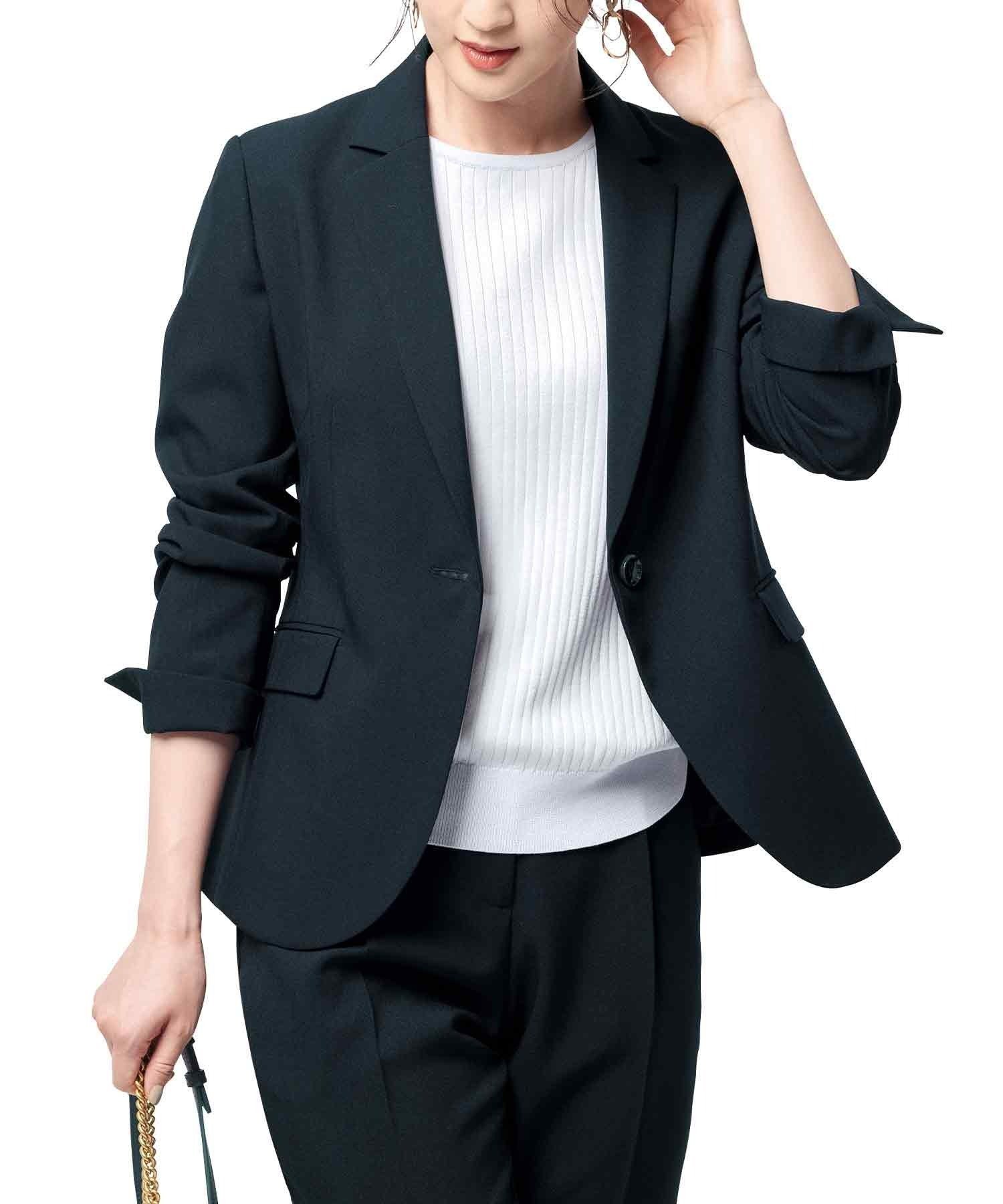 【ラナン/Ranan】の洗える!ベーシックテーラードジャケット インテリア・キッズ・メンズ・レディースファッション・服の通販 founy(ファニー) 　ファッション　Fashion　レディースファッション　WOMEN　アウター　Coat Outerwear　ジャケット　Jackets　テーラードジャケット　Tailored Jackets　ジャケット　Jacket　ストレッチ　Stretch　スーツ　Suit　ポケット　Pocket　洗える　Washable　ネイビーブラック|ID: prp329100004566599 ipo3291000000032295664