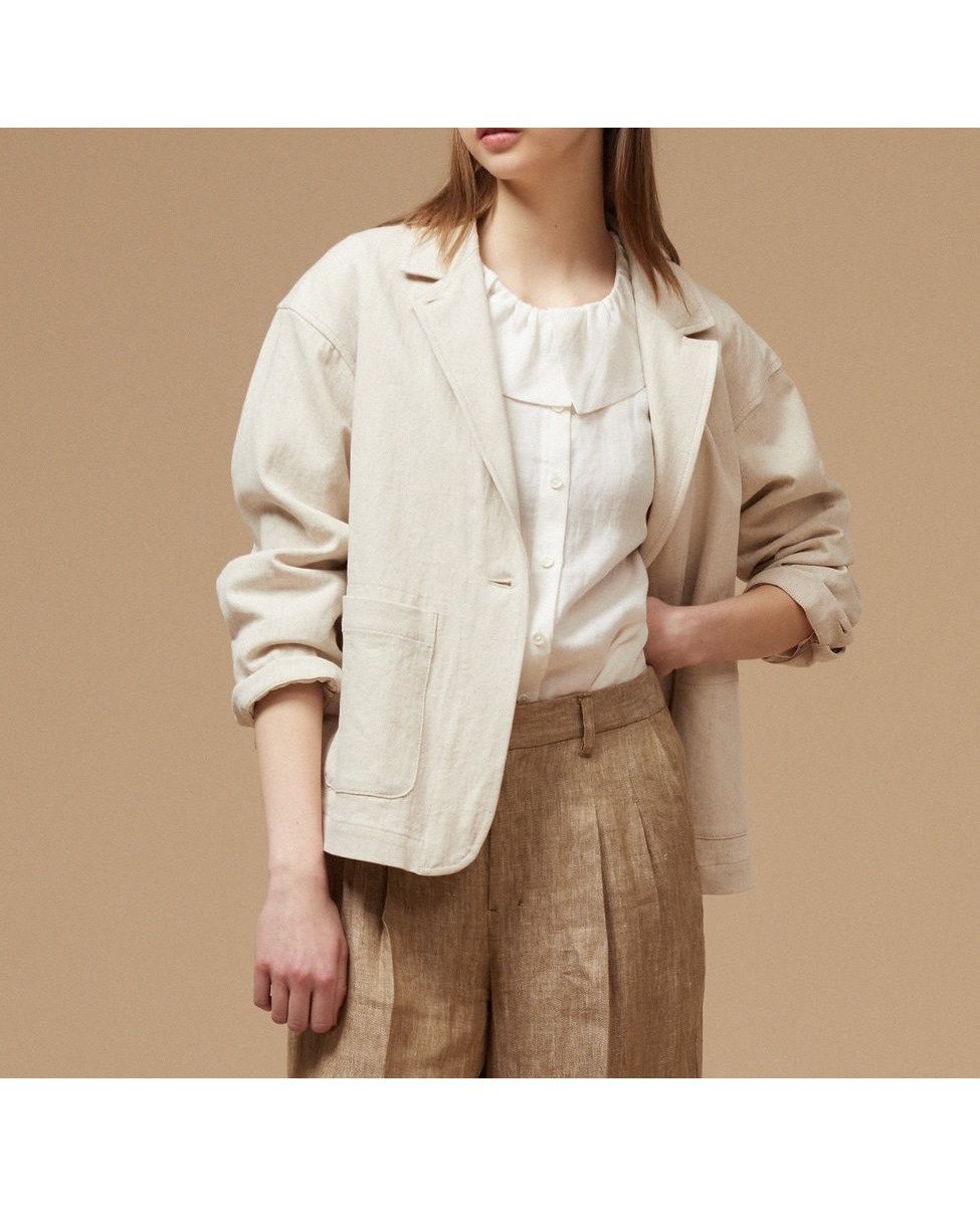 【メルローズ クレール/MELROSE claire】の【LOURMARIN/ルールマラン】綿麻ジャケット インテリア・キッズ・メンズ・レディースファッション・服の通販 founy(ファニー) 　ファッション　Fashion　レディースファッション　WOMEN　アウター　Coat Outerwear　ジャケット　Jackets　ショルダー　Shoulder　ジャケット　Jacket　ツイル　Twill　ドロップ　Drop　リラックス　Relax　キナリ|ID: prp329100004566601 ipo3291000000032295685